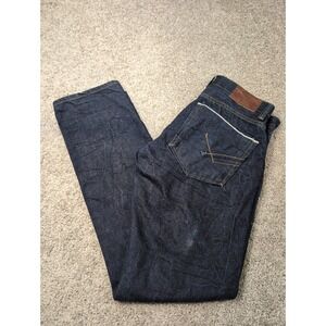 William Rast Mens Tapered Jeans 32x32 Dark Wash Indigo Blue Selvedge Button Fly